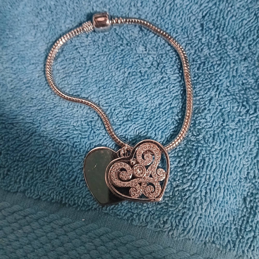 Elegant Silver Heart Crystal Sandals Bracelet Snake Chain